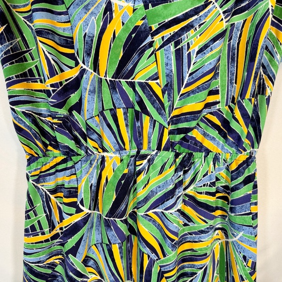 Halogen V-neck Faux Wrap Dress Midi Tropical Office Colorfull Beachy Vacation - Picture 4 of 6